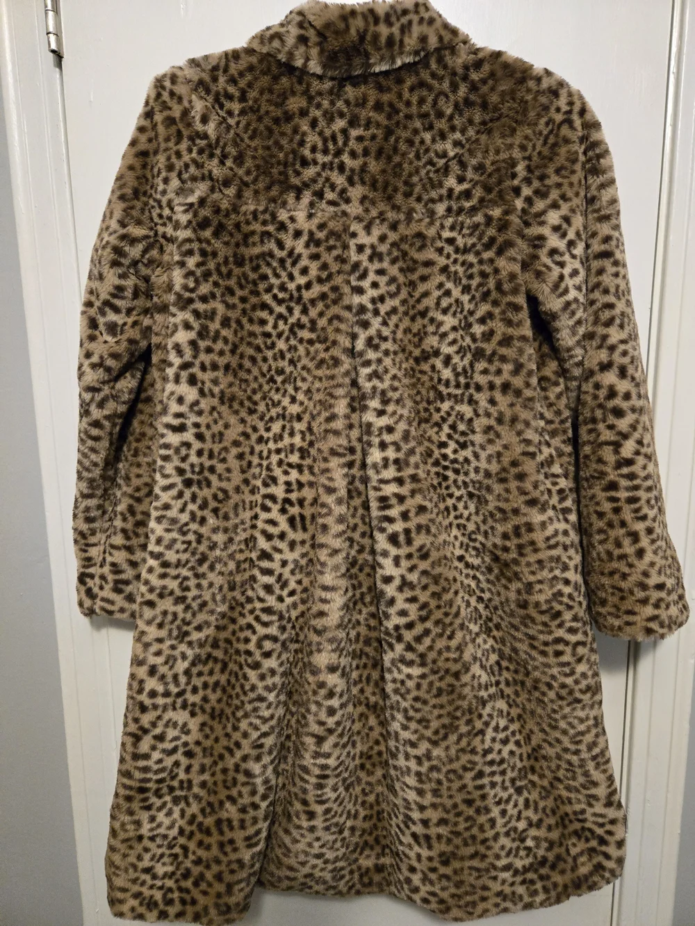 Biscotti Leopard Print Faux Fur Pea Coat - Brown